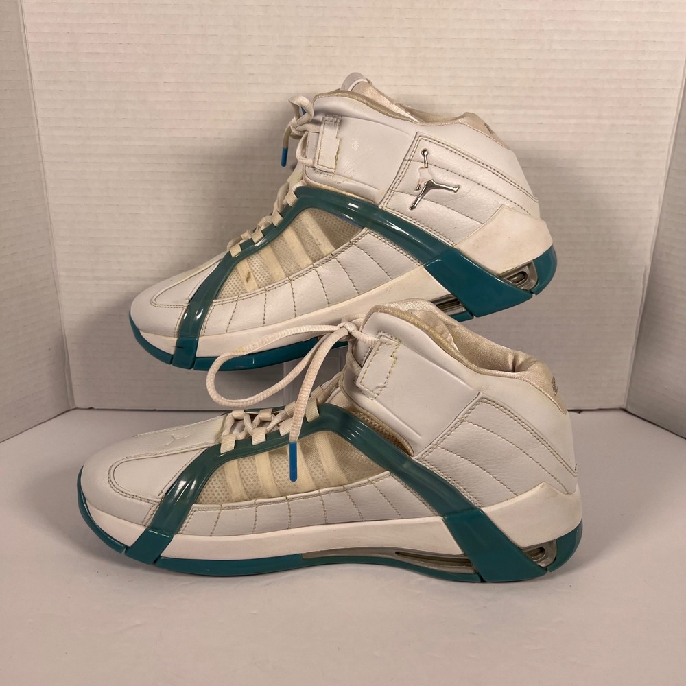 Jordan Team Reign White Teal Blue‎ Basketball Shoes 309977-141 Mens 11.5 2004